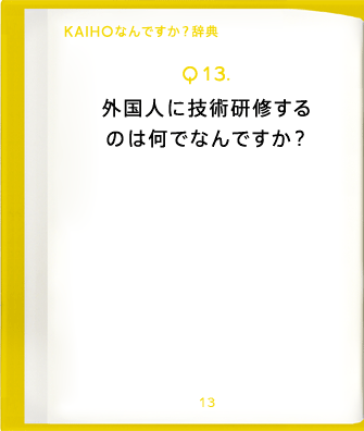 Q13.外国人に技術研修するのは何でなんですか?
