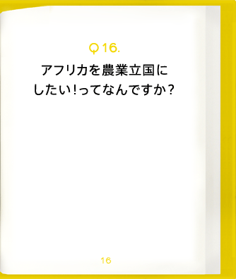 Q16.アフリカを農業立国にしたい!ってなんですか?