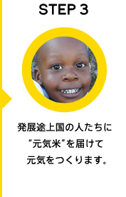 発展途上国の人たちに”元気米”を届けて元気をつくります。