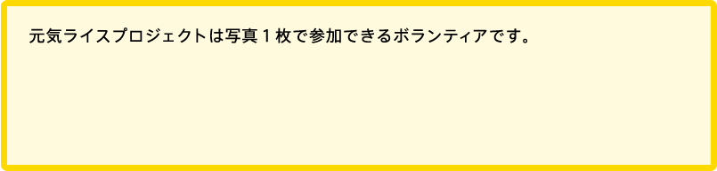 元気ライスプロジェクトは写真1枚で参加できるボランティアです。